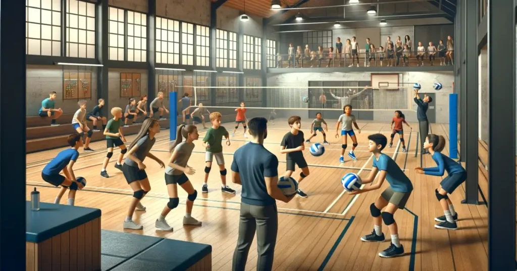 Volleyball Drills for Middle School in 2026: Exciting Techniques for Young Players 1 Coach with pupils doing volleyball drills for middle school.