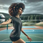 volleyball hairstyles for curly hair female player holding ball