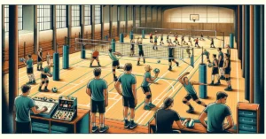 volleyball tryout drills scenery with several stations