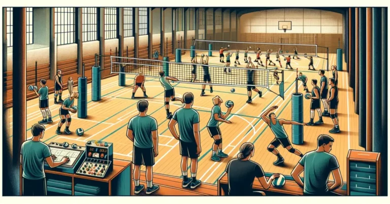 volleyball tryout drills scenery with several stations