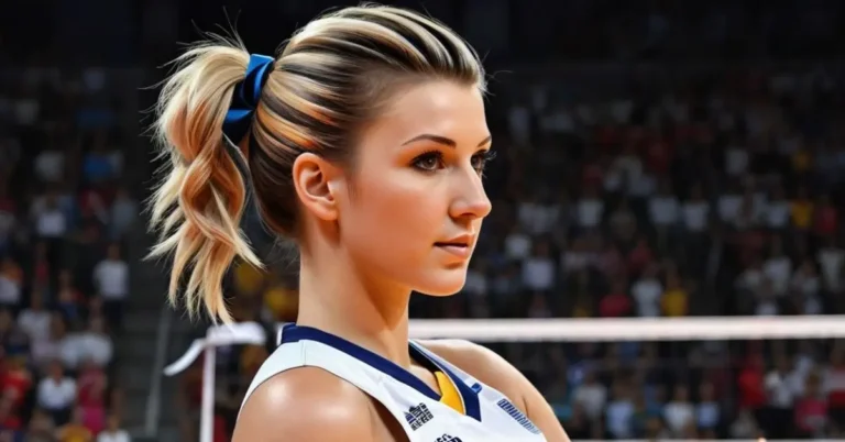 You’ll Love These 35+ Volleyball Hairstyles with Ribbons! 69 Volleyball hairstyles with ribbons: A volleyball girl wearing a pony tail with ribbons