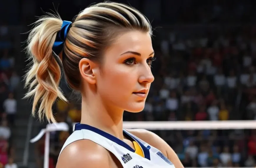 Latest Articles 35 Volleyball hairstyles with ribbons: A volleyball girl wearing a pony tail with ribbons