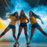25+ Volleyball Pose Ideas to Try Out on Media Day 4 Volleyball Pose Ideas: Three volleyball players striking a volleyball pose on media day.