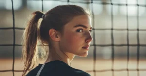 female volleyball player with volleyball hairstyles for thin hair