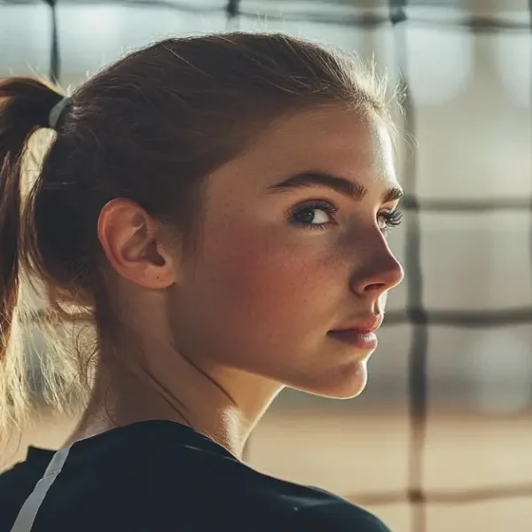 female volleyball player with volleyball hairstyles for thin hair