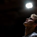 Volleyball Wallpaper Laptop Design with a male player in spotlight