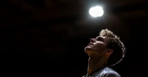 Volleyball Wallpaper Laptop Design with a male player in spotlight