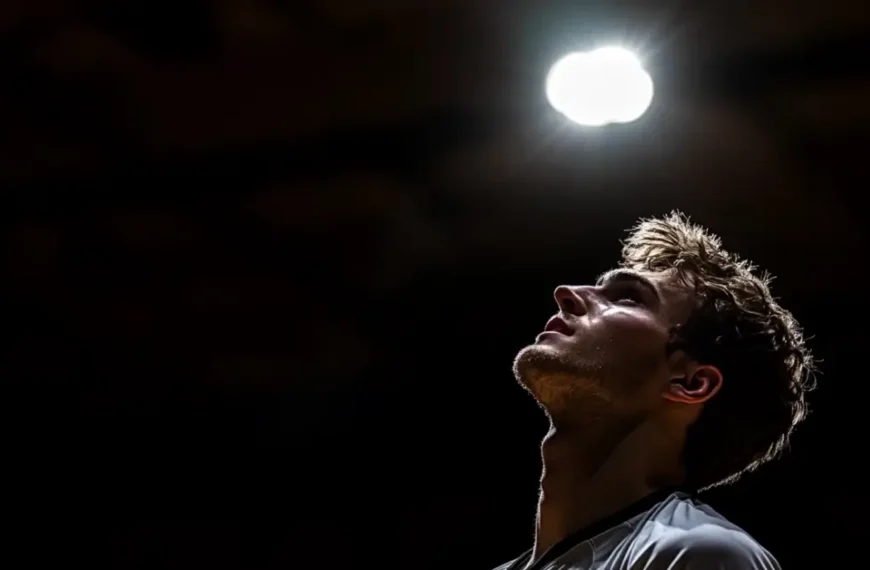 Volleyball Wallpaper Laptop Design with a male player in spotlight