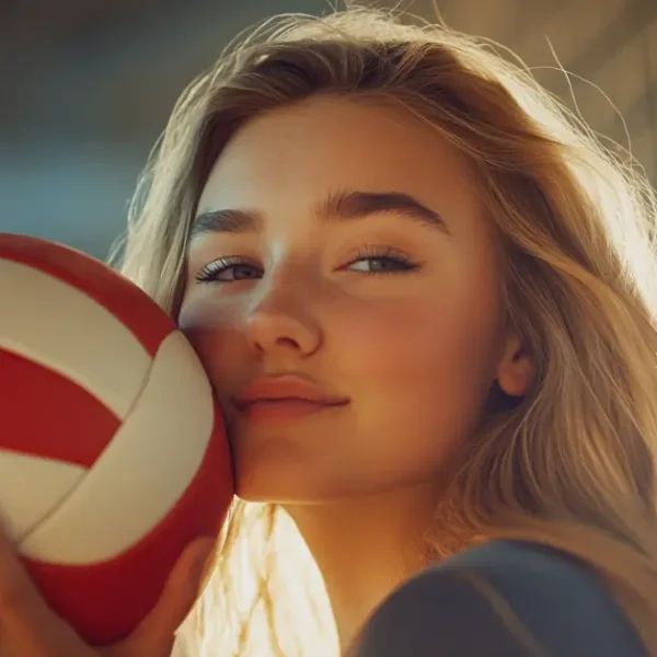 female athlete striking cute volleyball poses