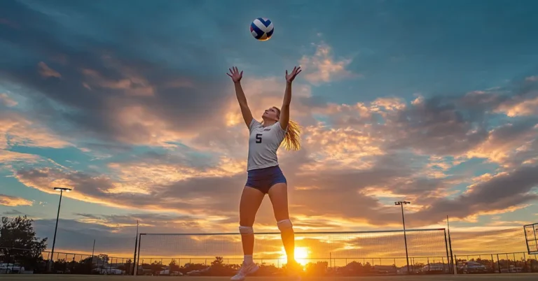 10+ Volleyball Wallpaper PC Designs for Fans – Download Now! 216 Volleyball Wallpaper PC design with a volleyball girl in front of a sunset