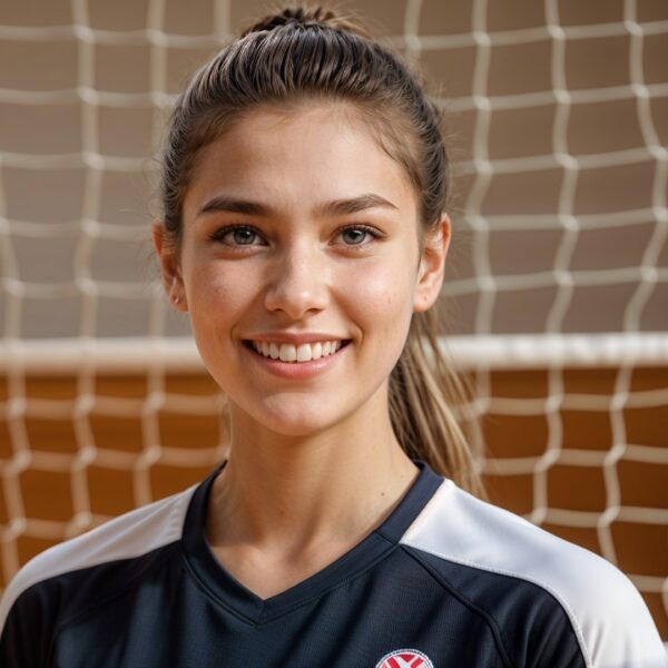 Latest Articles 4 A girl with an easy volleyball hairstyles standing in front of a net